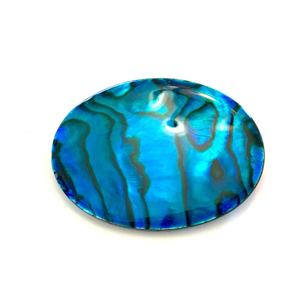 Faux Abalone Vintage Brooch Plastic Resin , Vibrant Blue Green Hues